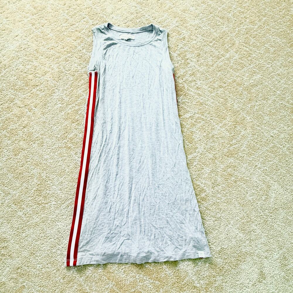 Treasure & Bond Girl’s Gray Red & White Racer Stripe Sleeveless Dress - L 10-12